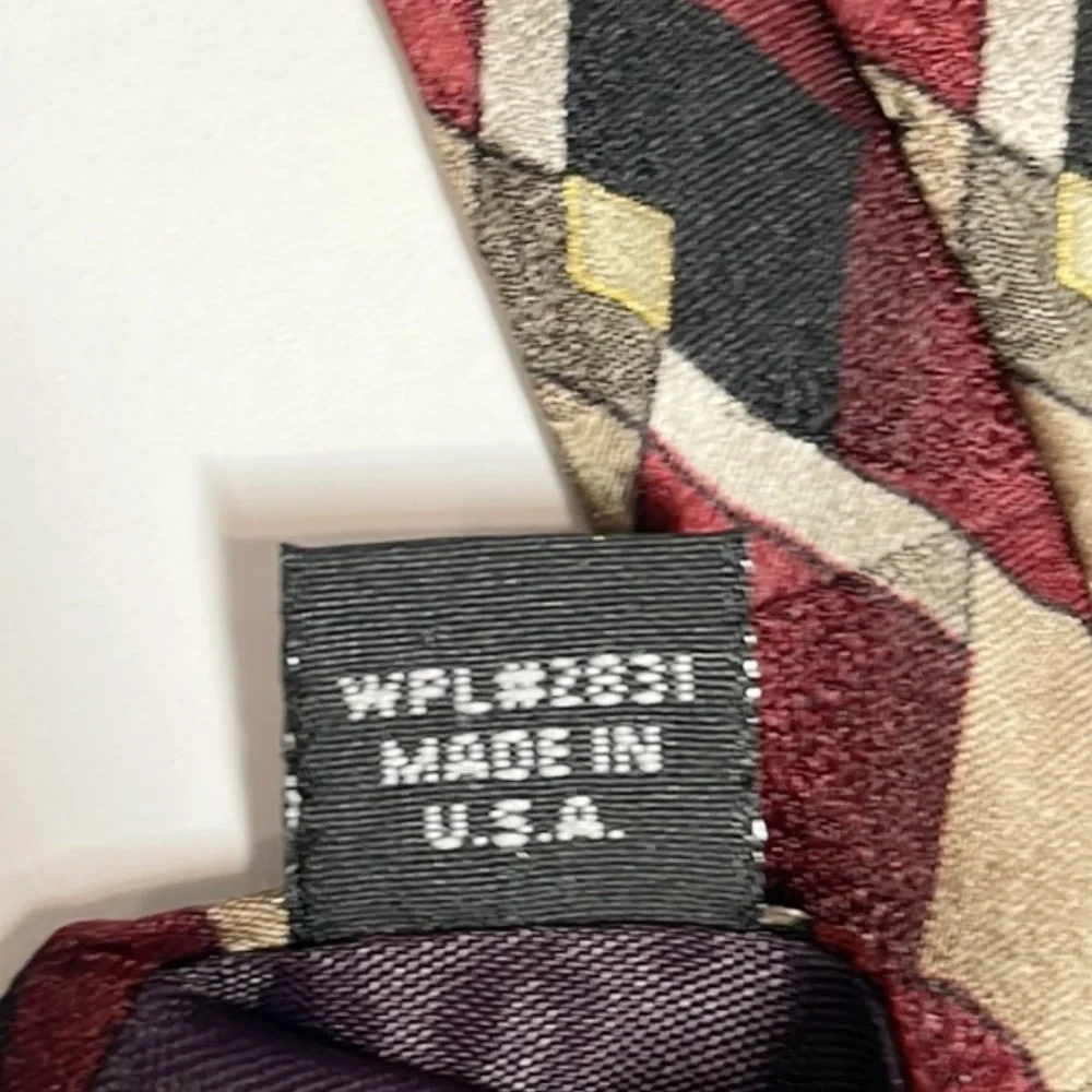 Vintage Palatina Mens Imported Silk‎ Tie Necktie Geometric Jacquard Print